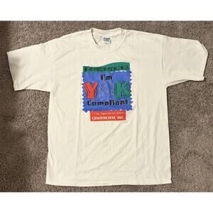 Gildan Ultra Cotton Heavyweight White Graphic Men's T-Shirt XL Y2K Centerchem